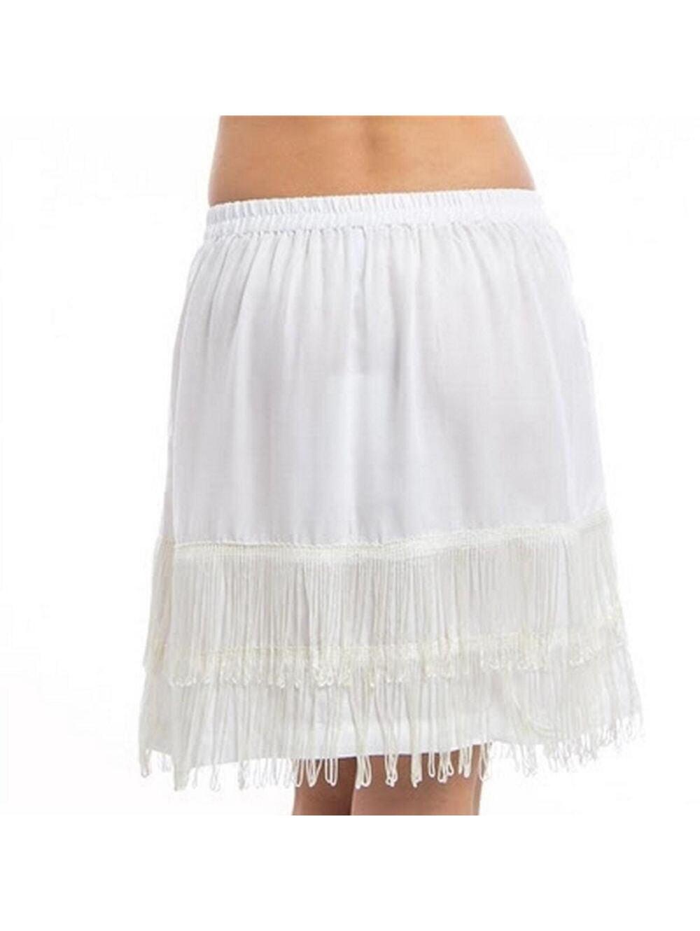 Large Fringe Skirt White Venus Women's Elastic Waist Short Mini